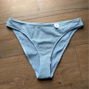 Monki Sky Blue Ribbed Swimsuit Bikini Bottoms